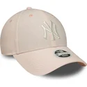 cappellino-con-visiera-curva-rosa-chiaro-regolabile-da-donna-9forty-linen-dei-new-york-yankees-mlb-di-new-era