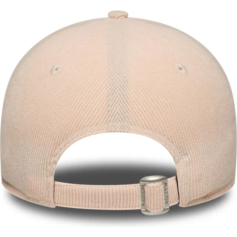 rosafarbene-verstellbare-curved-cap-mit-rosa-logo-fur-damen-9forty-mini-cord-der-los-angeles-dodgers-mlb-von-new-era