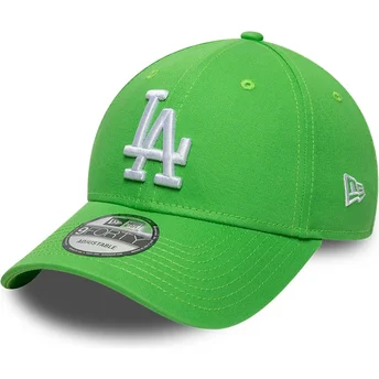 Casquette courbée verte claire ajustable avec logo blanc 9FORTY League Essential Los Angeles Dodgers MLB New Era