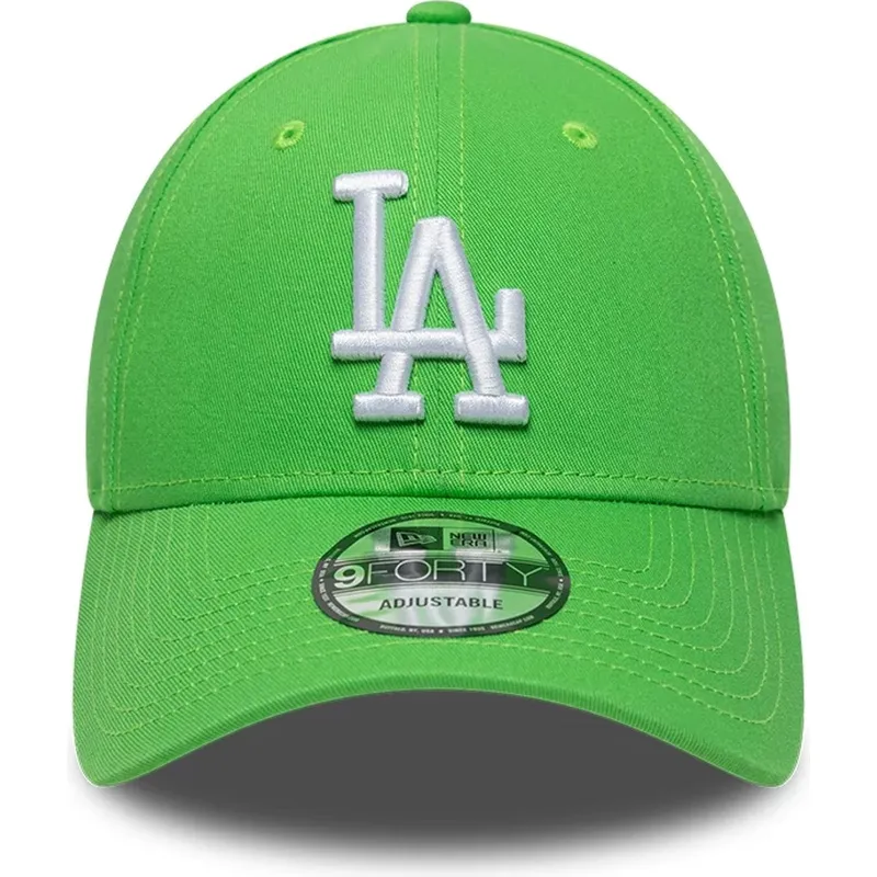cappellino-con-visiera-curva-verde-chiaro-regolabile-con-logo-bianco-9forty-league-essential-dei-los-angeles-dodgers-mlb-di-new-