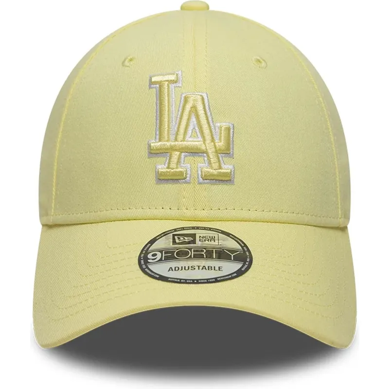 gorra-curva-amarilla-ajustable-con-logo-amarillo-9forty-team-outline-de-los-angeles-dodgers-mlb-de-new-era