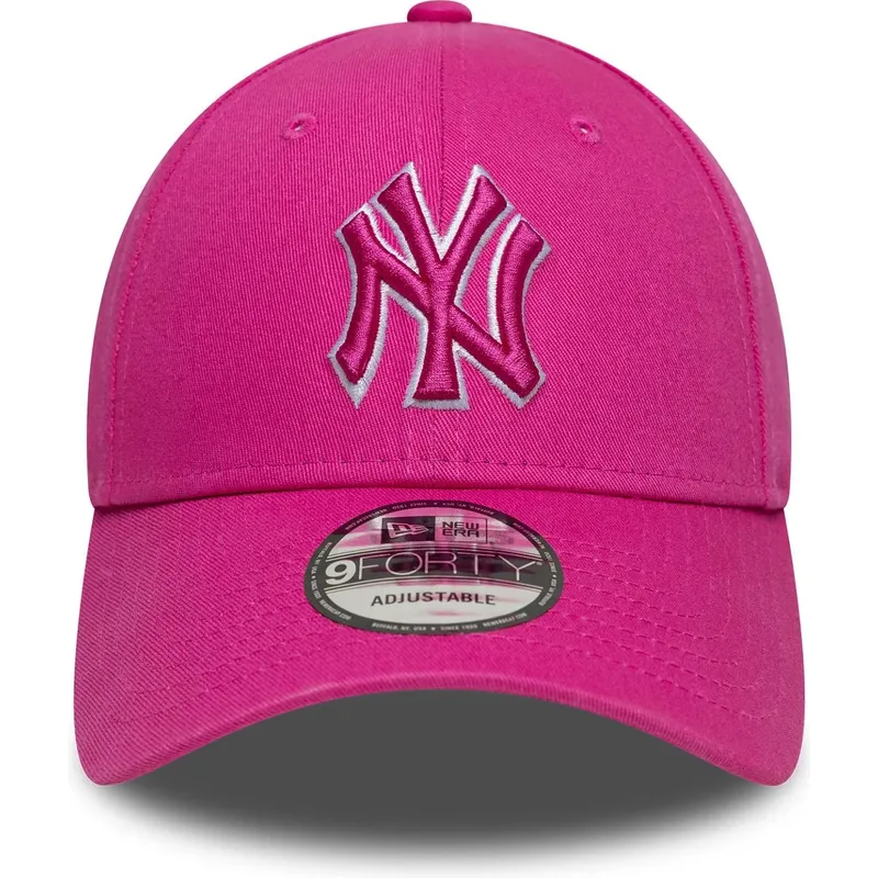 justerbar-rosa-bojd-keps-med-rosa-logotyp-9forty-team-outline-fran-new-york-yankees-mlb-av-new-era