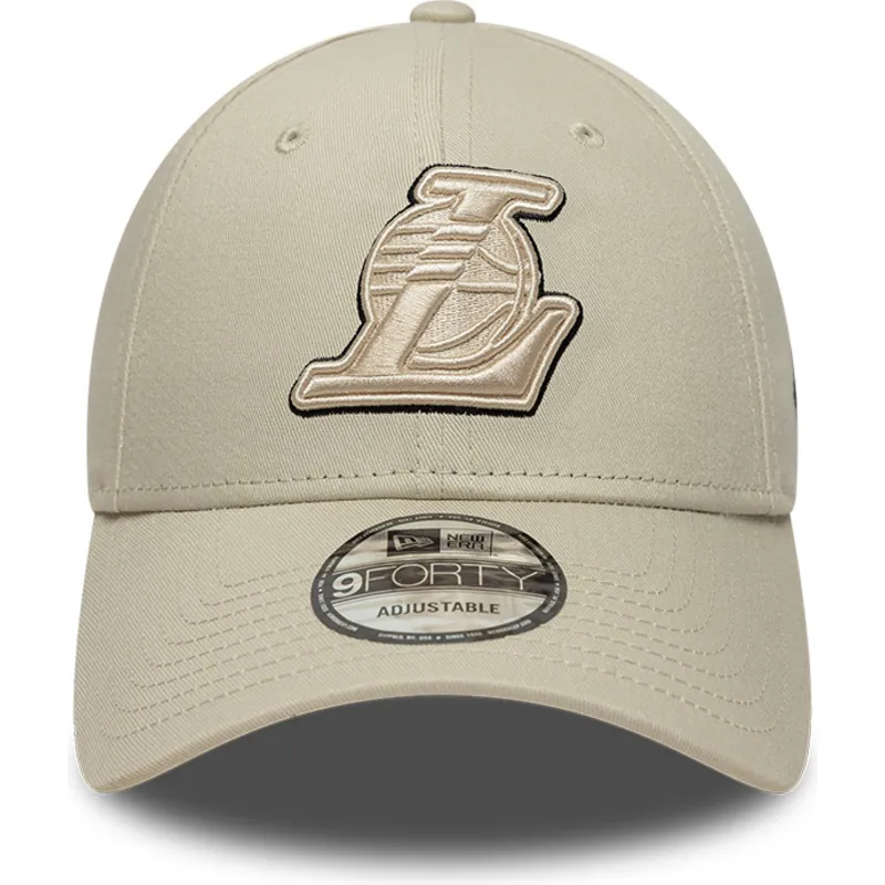 casquette-courbee-beige-ajustable-avec-logo-beige-9forty-team-outline-los-angeles-lakers-nba-new-era