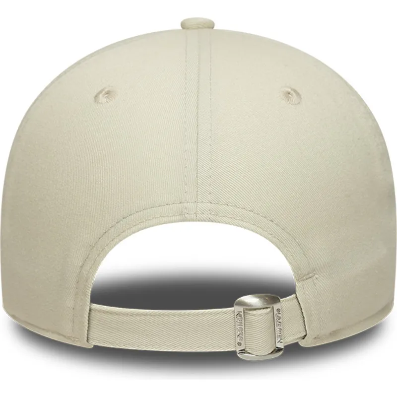 beige-und-rosa-verstellbare-curved-cap-mit-rosa-logo-9forty-world-series-patch-der-los-angeles-dodgers-mlb-von-new-era