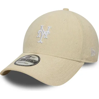 Cap curbată beige adjustable strap 9FORTY Soft Cord de New York Mets MLB de New Era