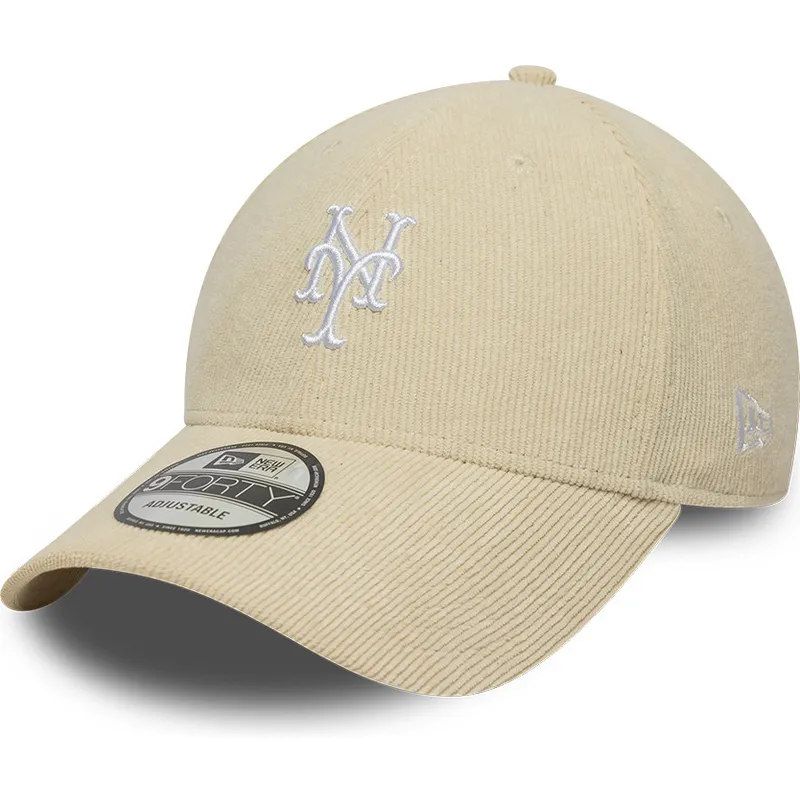 casquette-courbee-beige-ajustable-9forty-soft-cord-new-york-mets-mlb-new-era