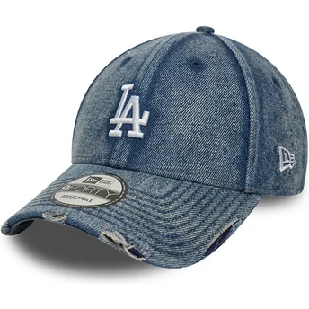 Gorra curva azul ajustable 9FORTY Acid Wash Denim de Los Angeles Dodgers MLB de New Era