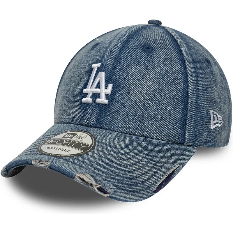 gorra-curva-azul-ajustable-9forty-acid-wash-denim-de-los-angeles-dodgers-mlb-de-new-era