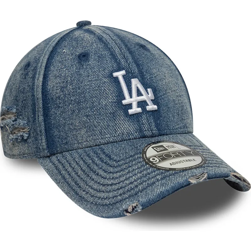 gorra-curva-azul-ajustable-9forty-acid-wash-denim-de-los-angeles-dodgers-mlb-de-new-era