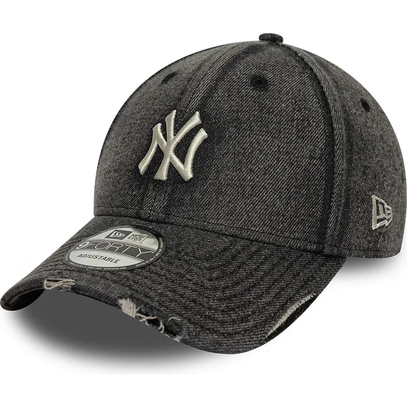 cappellino-curvo-nero-regolabile-9forty-acid-wash-denim-di-new-york-yankees-mlb-di-new-era