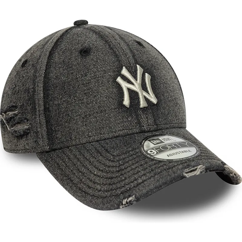 casquette-courbee-noire-ajustable-9forty-acid-wash-denim-new-york-yankees-mlb-new-era