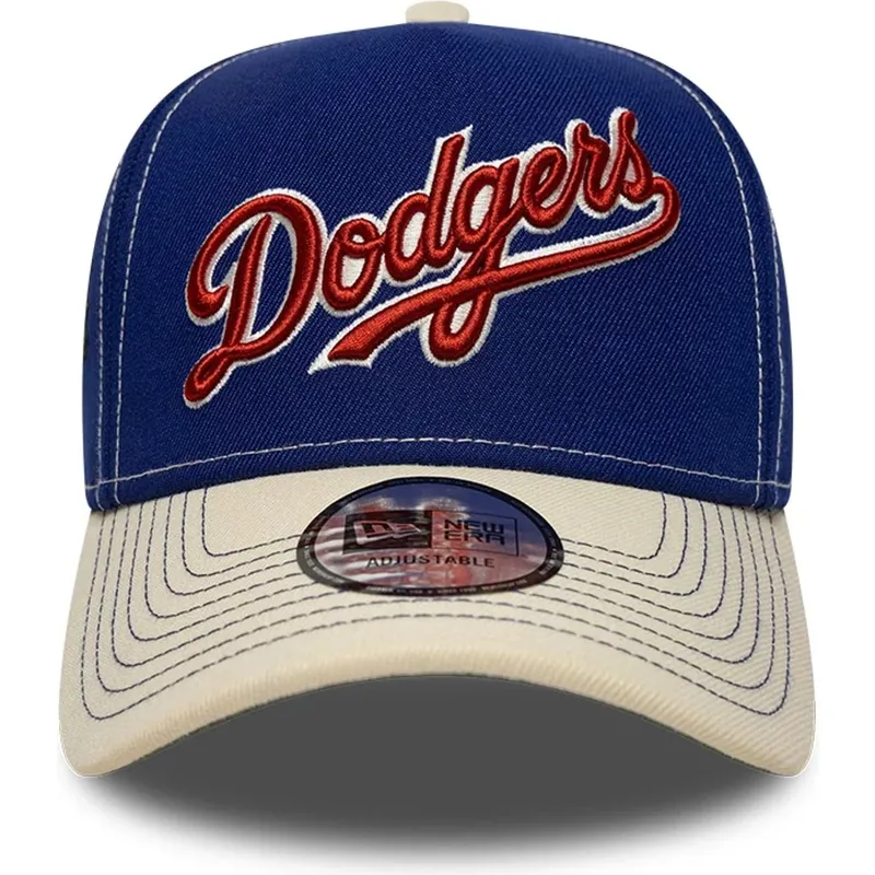 casquette-courbee-bleue-et-beige-snapback-e-frame-city-icon-los-angeles-dodgers-mlb-new-era