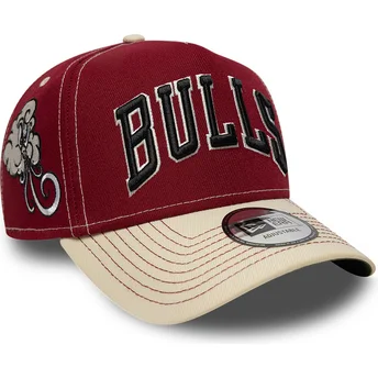 Gorra curva roja y beige snapback E Frame City Icon de Chicago Bulls NBA de New Era