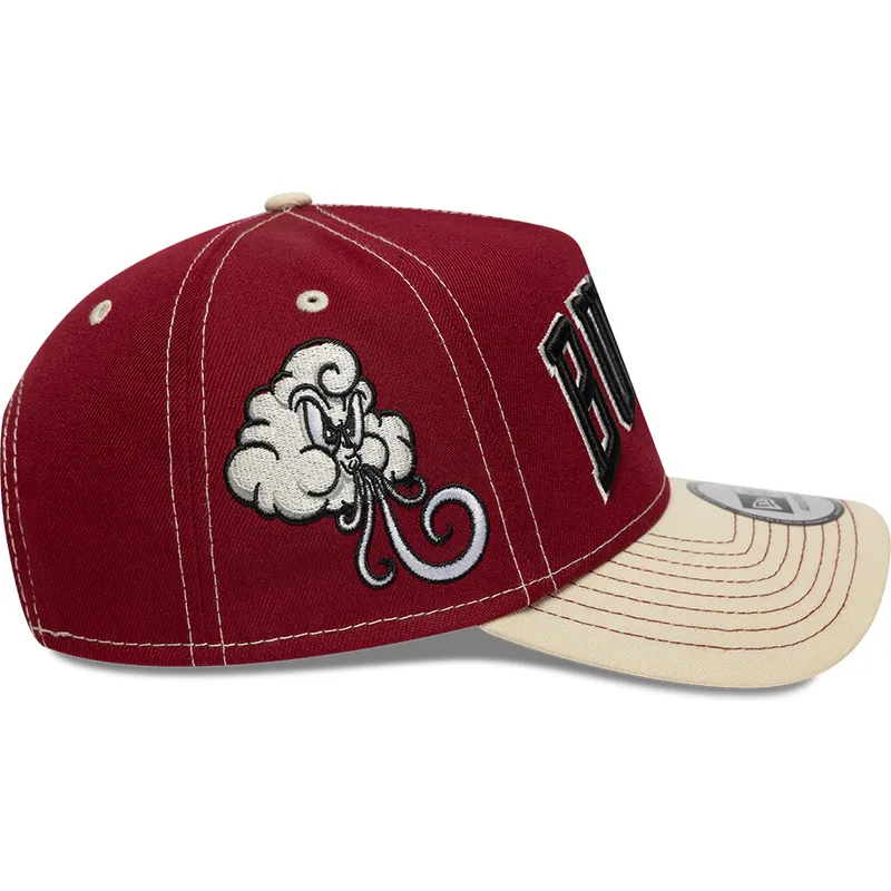 casquette-courbee-rouge-et-beige-snapback-e-frame-city-icon-chicago-bulls-nba-new-era
