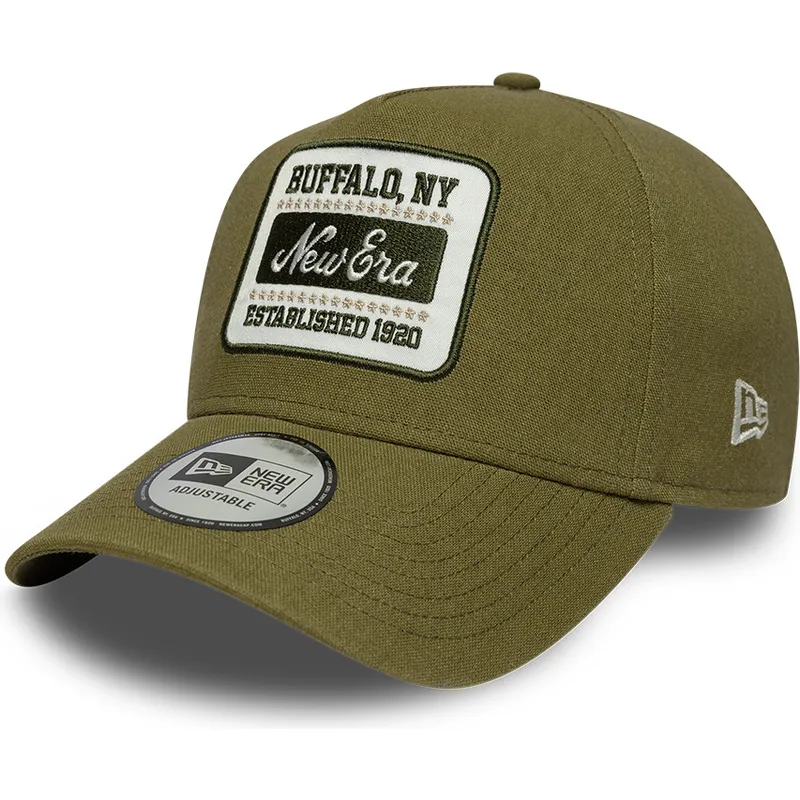 cappellino-curvo-verde-snapback-e-frame-patch-linen-di-new-era