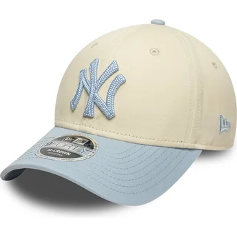 Gorra curva beige y azul snapback con logo azul 9FORTY M-Crown Side Script de New York Yankees MLB de New Era