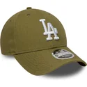 new-era-curved-brim-9forty-m-crown-linen-los-angeles-dodgers-mlb-green-snapback-cap