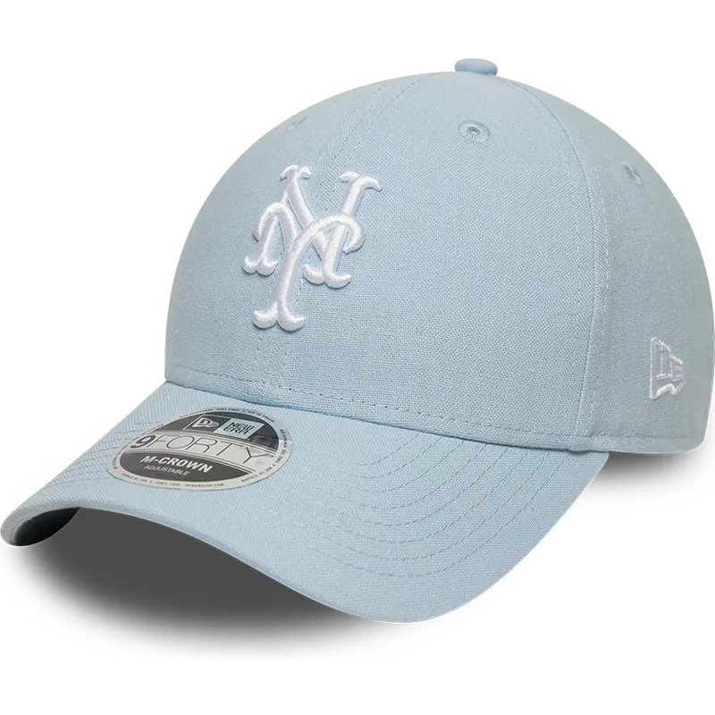 cappellino-visiera-curva-azzurro-snapback-9forty-m-crown-linen-di-new-york-mets-mlb-di-new-era