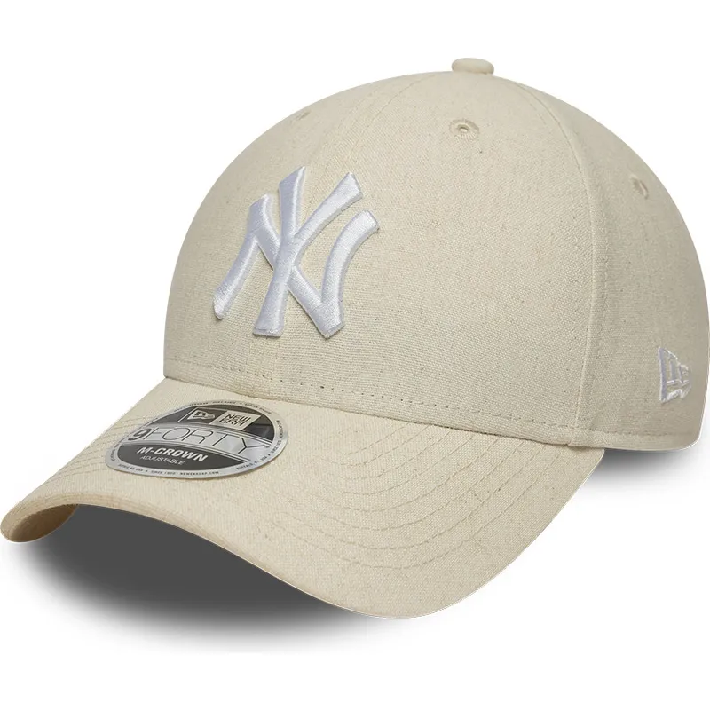 cappellino-curvo-beige-snapback-9forty-m-crown-linen-dei-new-york-yankees-mlb-di-new-era