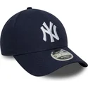 cappellino-visiera-curva-blu-marino-snapback-9forty-m-crown-linen-di-new-york-yankees-mlb-di-new-era