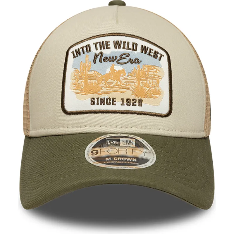 beige-und-grune-trucker-kappe-9forty-m-crown-a-frame-von-new-era