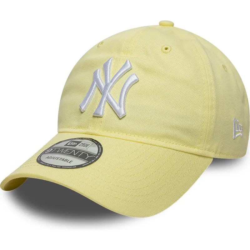 casquette-courbee-jaune-claire-ajustable-9twenty-league-essential-new-york-yankees-mlb-new-era