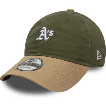 Casquette courbée verte et marron ajustable 9TWENTY Mini Washed Contrast Oakland Athletics MLB New Era