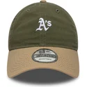 cappellino-curvo-verde-e-marrone-regolabile-9twenty-mini-washed-contrast-di-oakland-athletics-mlb-di-new-era
