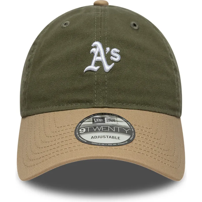 zielono-brazowa-regulowana-czapka-z-zakrzywionym-daszkiem-9twenty-mini-washed-contrast-oakland-athletics-mlb-new-era