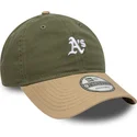 zielono-brazowa-regulowana-czapka-z-zakrzywionym-daszkiem-9twenty-mini-washed-contrast-oakland-athletics-mlb-new-era