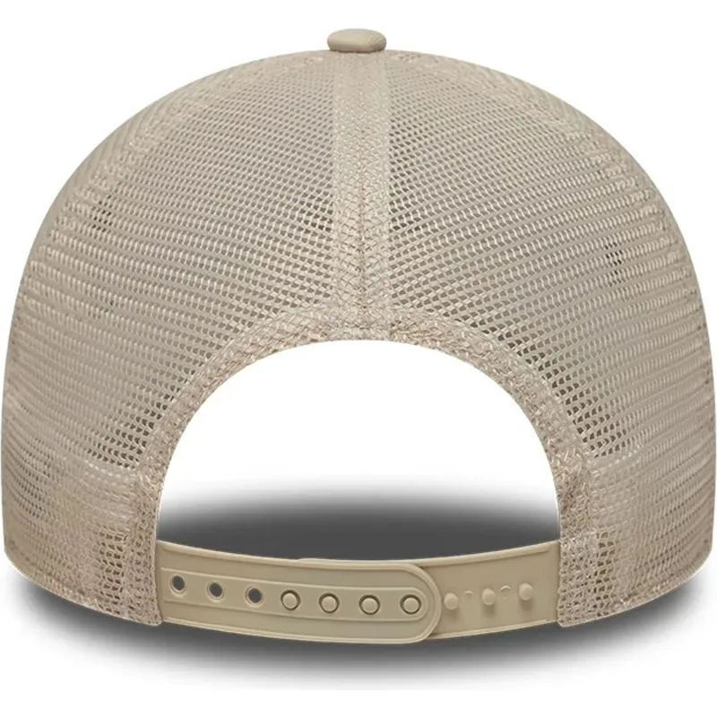 beige-und-weisse-trucker-kappe-mit-beigem-logo-a-frame-league-essential-der-los-angeles-dodgers-mlb-von-new-era