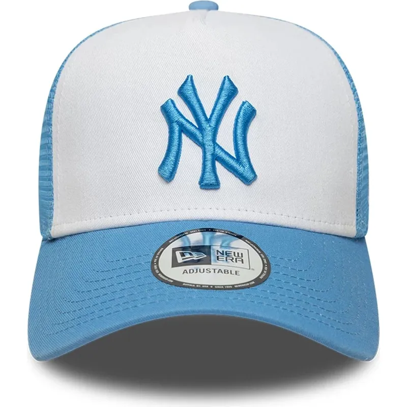 casquette-trucker-bleue-et-blanche-avec-logo-bleu-a-frame-league-essential-new-york-yankees-mlb-new-era