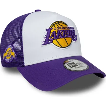 Cappellino trucker viola e bianco A Frame Side Patch dei Los Angeles Lakers NBA di New Era