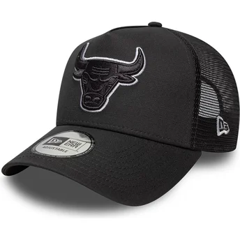 Cappello trucker nero con logo nero A Frame Outline di Chicago Bulls NBA di New Era