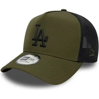Cappellino trucker verde con logo nero A Frame Sport dei Los Angeles Dodgers MLB di New Era