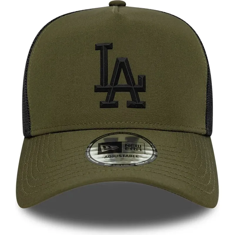 grune-trucker-kappe-mit-schwarzem-logo-a-frame-sport-der-los-angeles-dodgers-mlb-von-new-era