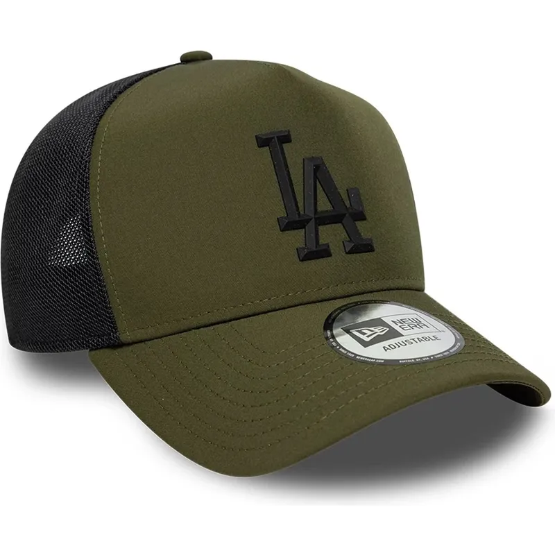 cappellino-trucker-verde-con-logo-nero-a-frame-sport-dei-los-angeles-dodgers-mlb-di-new-era
