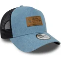 casquette-trucker-bleue-a-frame-denim-leather-patch-new-era