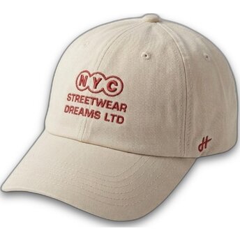 Gebogene verstellbare beige Kappe NY Dreams Just Kids The 90s von Homenage