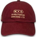 gebogene-verstellbare-weinrote-kappe-ny-dreams-just-kids-the-90s-von-homenage