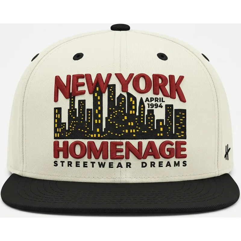 cappello-piatto-beige-e-nero-snapback-nysky-skylines-the-snap-di-homenage