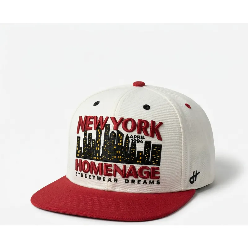 cappello-piatto-beige-e-rosso-snapback-nysky-skylines-the-snap-di-homenage