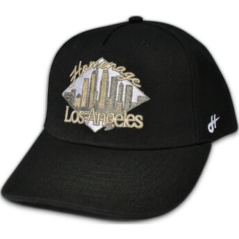 Schwarze gebogene Snapback-Kappe LASKY Skylines The Retro von Homenage