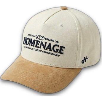 Beige und braune gebogene Snapback-Kappe Suede Liberty Sport The Retro von Homenage