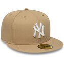 new-era-flat-brim-59fifty-league-essential-new-york-yankees-mlb-light-brown-fitted-cap