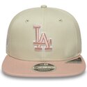 casquette-plate-beige-snapback-avec-logo-rose-9fifty-original-fit-world-series-patch-los-angeles-dodgers-mlb-new-era