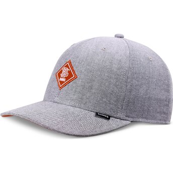 Djinns Curved Brim Red Logo TrueFit OxfordContra Grey Adjustable Cap