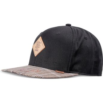 Casquette plate noire et grise snapback Crinklecheck Rev Djinns