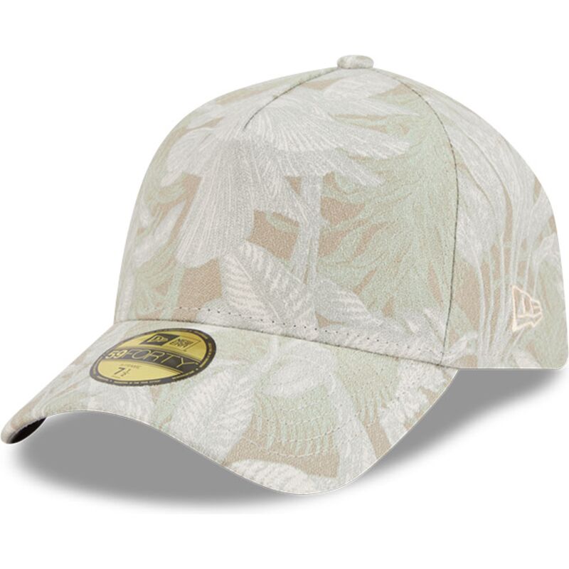 casquette-courbee-beige-ajustee-59forty-a-frame-leafy-palm-new-era casquette-courbee-beige-ajustee-59forty-a-frame-leafy-palm-new-era