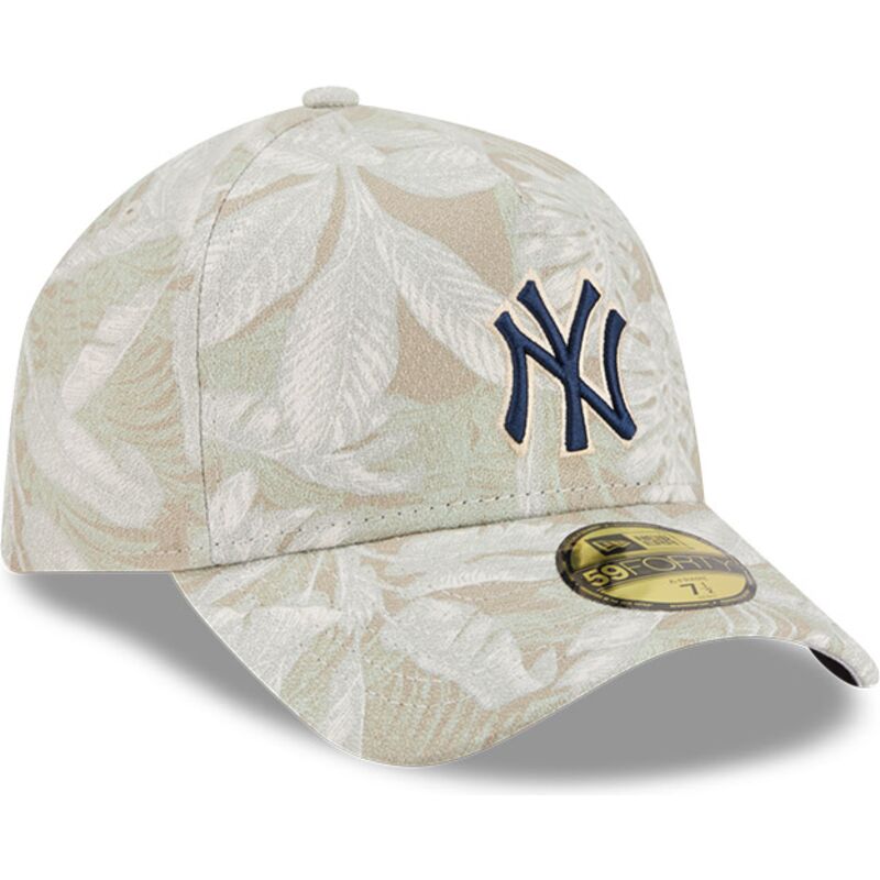 casquette-courbee-beige-ajustee-59forty-a-frame-leafy-palm-new-york-yankees-mlb-new-era